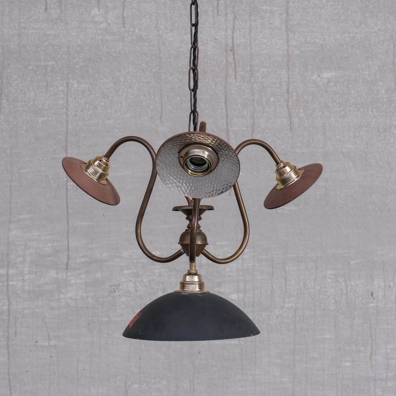 Antique English Swan Neck Mercury Glass Pendant Light/Chandelier photo for sale