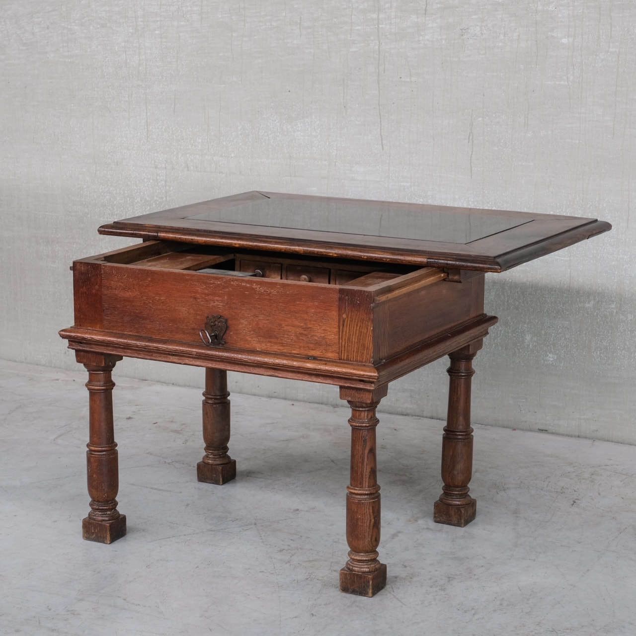 Antique Italian Money Changers Desk With Hidden Storage photo vintage