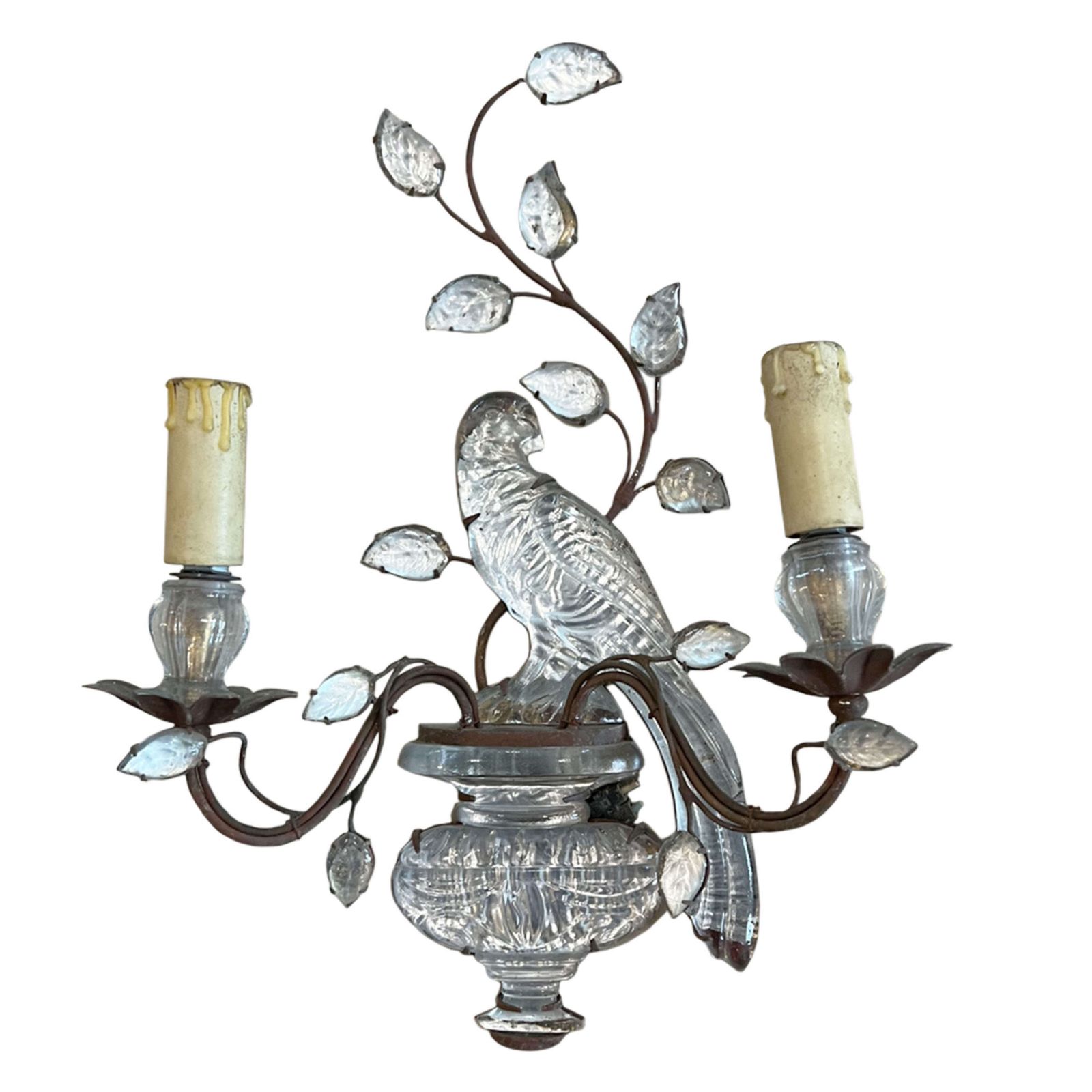 Pair Of Maison Baguès Wall Sconces With Parrot And Urn Decoration photo furniture