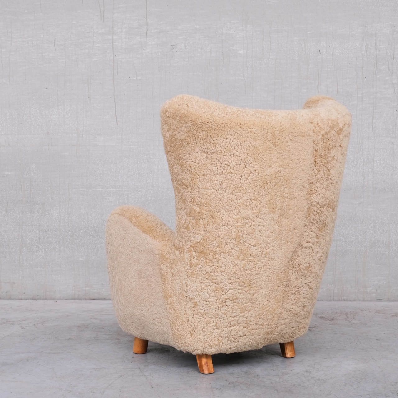 Mid Century Danish Shearling Teddy Bear Armchair Attr. To Mogens Lassen photo for sale