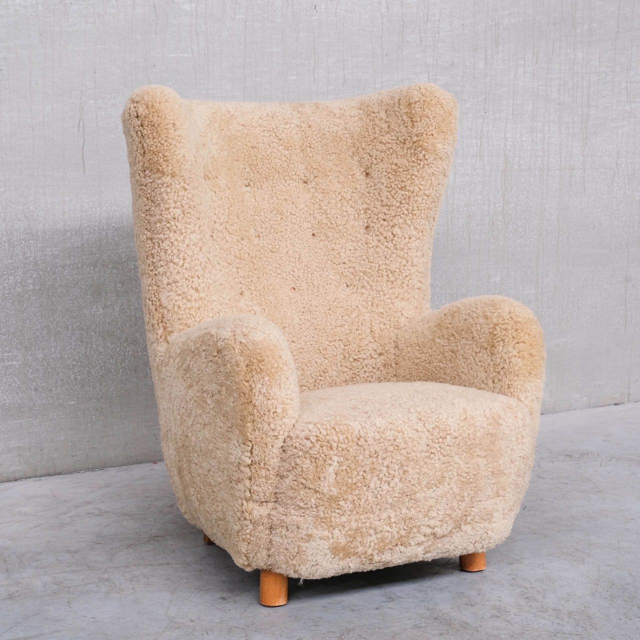 Mid Century Danish Shearling Teddy Bear Armchair Attr. To Mogens Lassen photo vintage