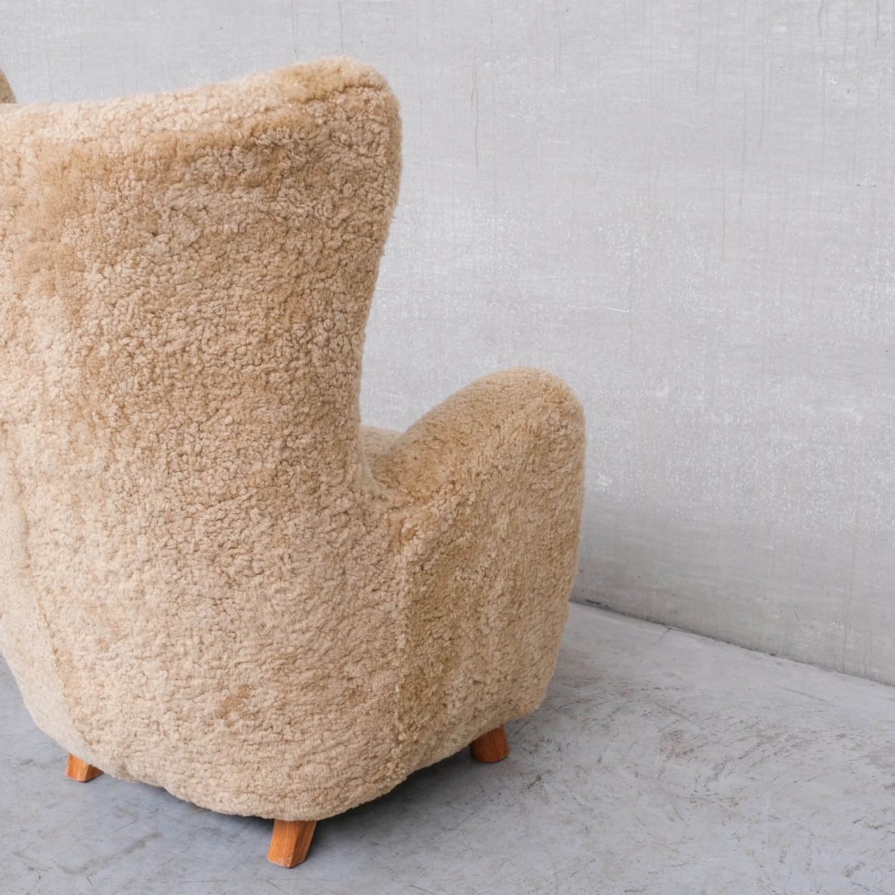 photo for sale Mid Century Danish Shearling Teddy Bear Armchair Attr. To Mogens Lassen