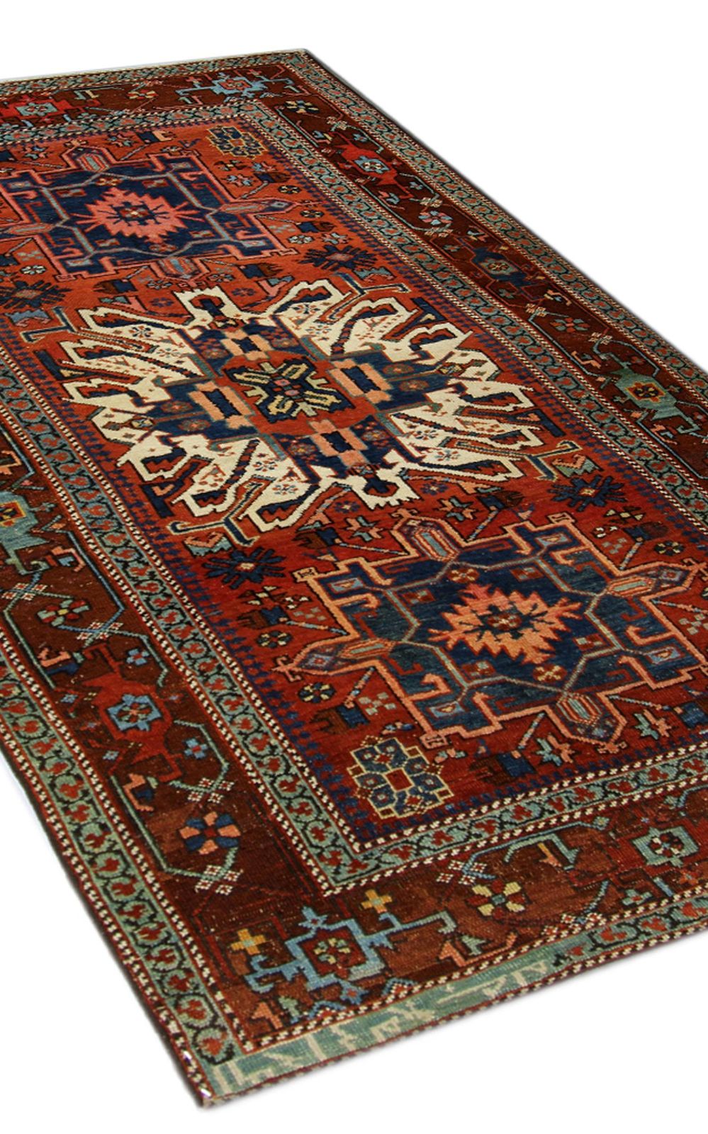 Antique Kazak Rug Handwoven Carpet Rust Geometric Tribal Rug 137x260cm photo furniture