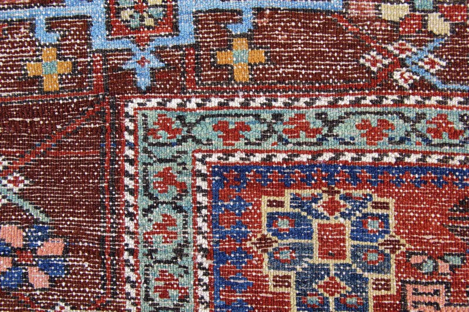 Antique Kazak Rug Handwoven Carpet Rust Geometric Tribal Rug 137x260cm photo vintage