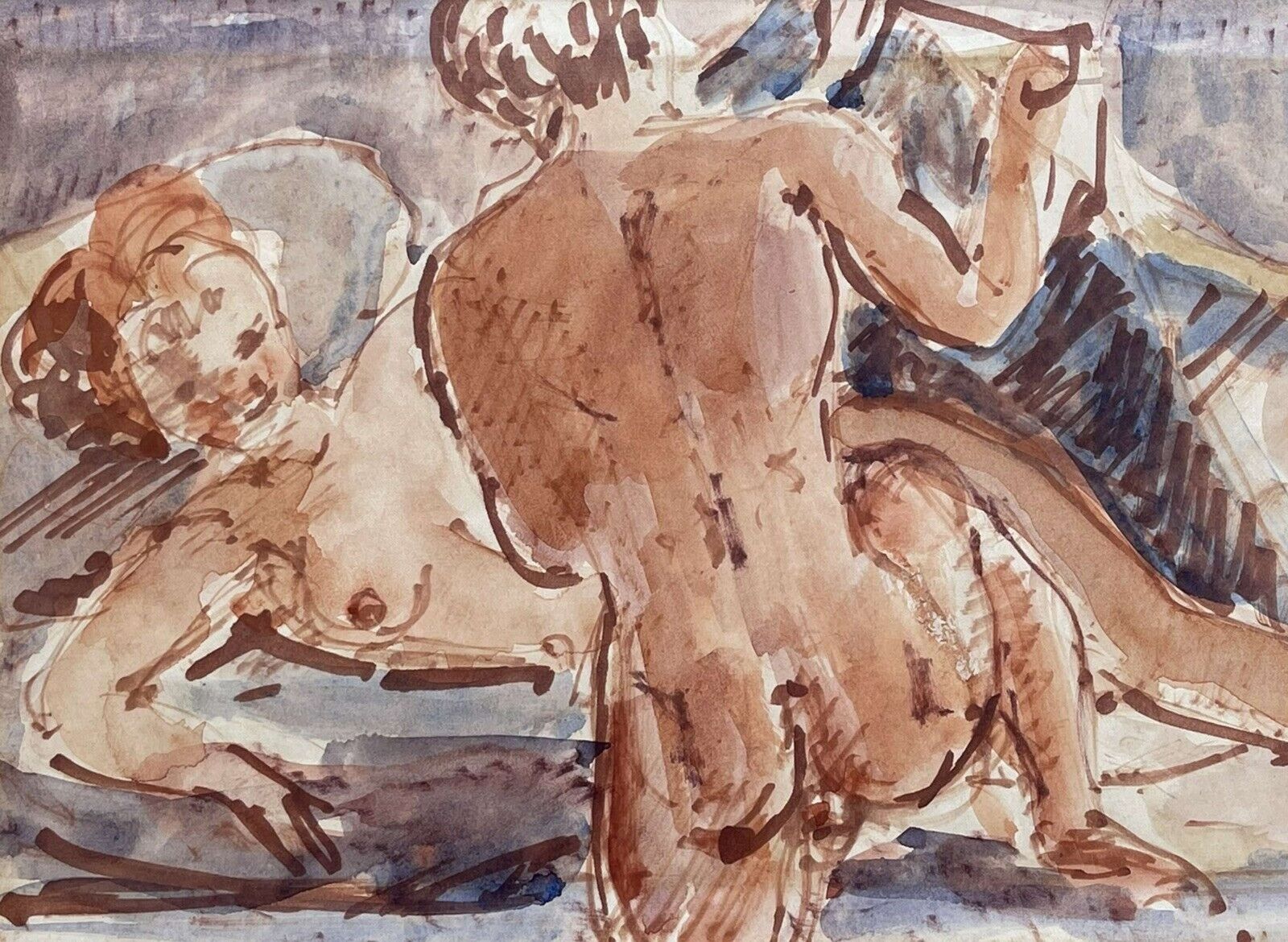 Stuart Scott Somerville Nude Couple Watercolour/ Gouache