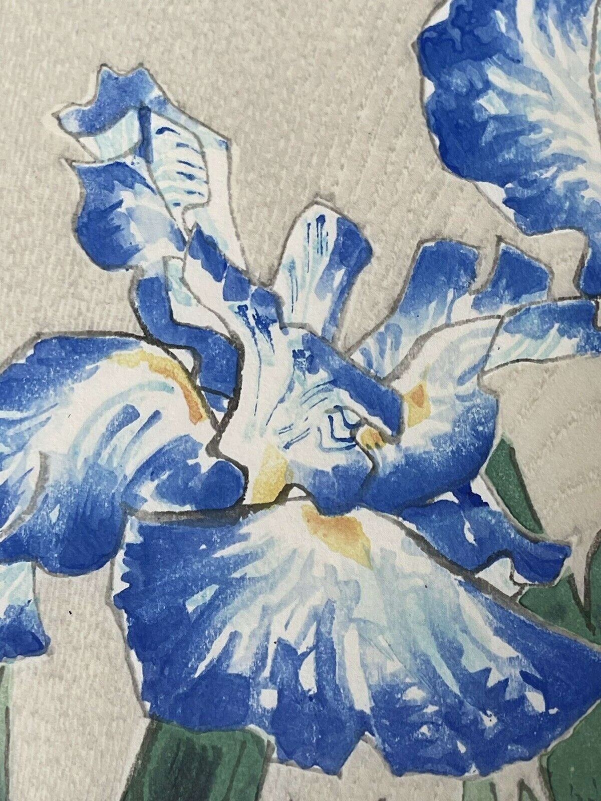 Japanese Woodblock Eiichi Kotoxuka Ito Blue Iris Uchida Art Co Kyoto photo for sale