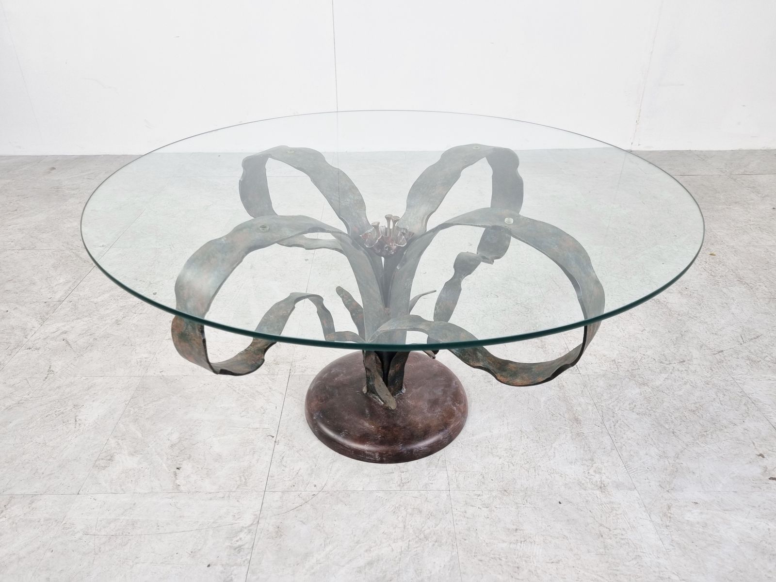 Sculpted Steel Flower Coffee Table, 1970s