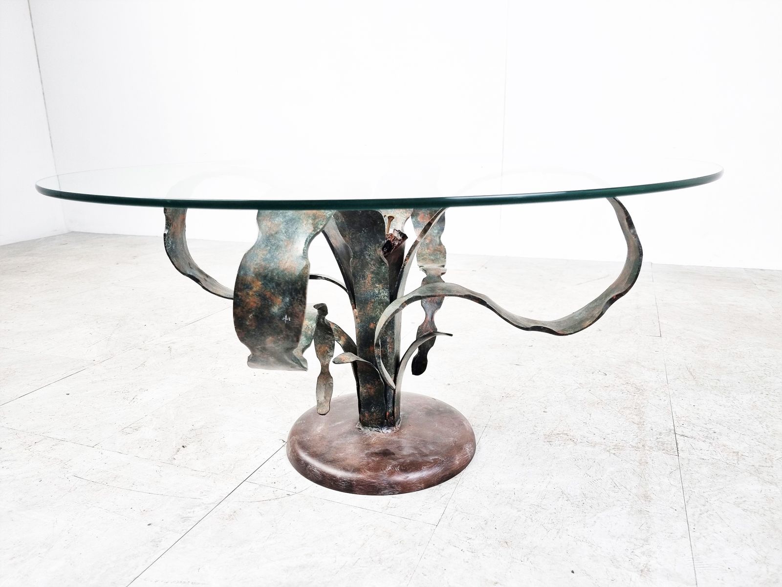 Sculpted Steel Flower Coffee Table, 1970s photo buy
