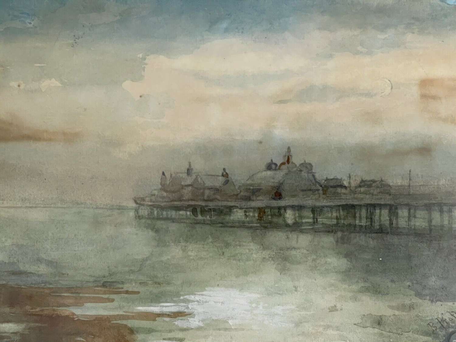 Original Watercolour Brighton Pier By B Pratt photo for sale