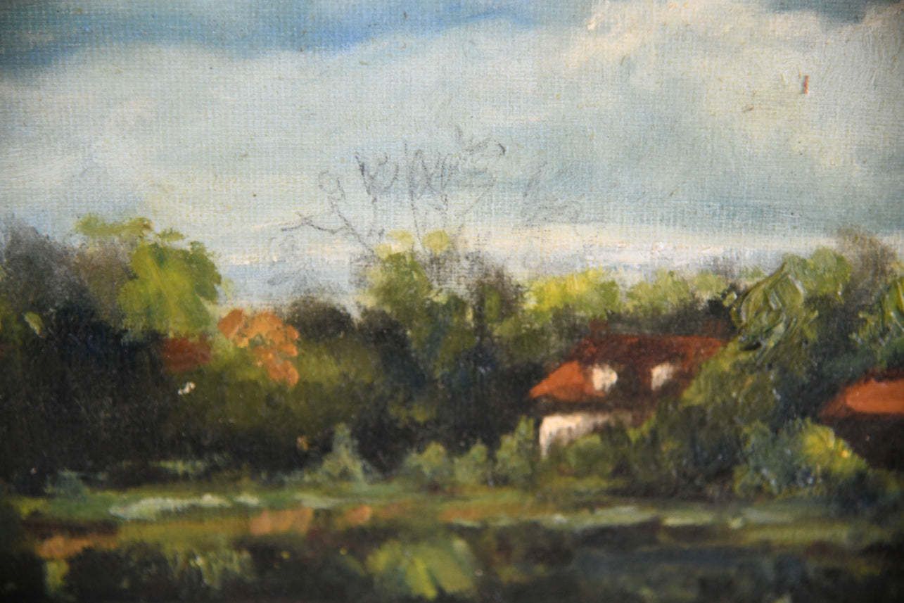 Rural River Landscape Oil Painting photo Art