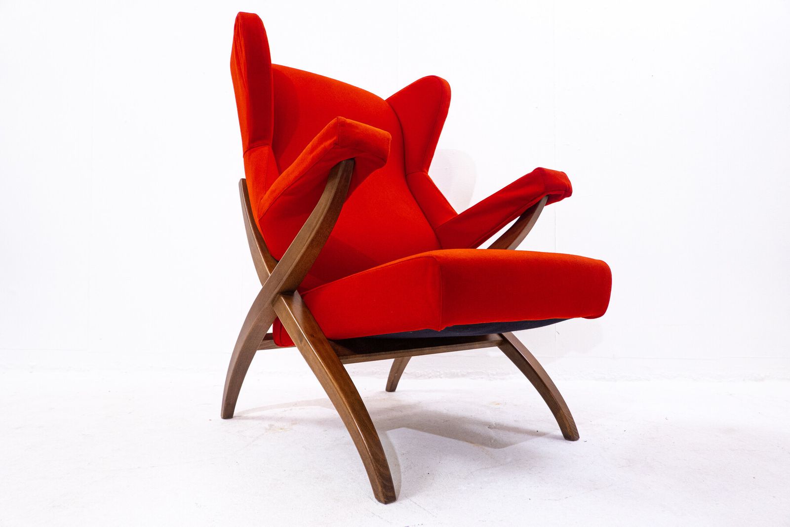 Red Mid Century Modern "Fiorenza" Armchair By Franco Albini For Arflex photo furniture