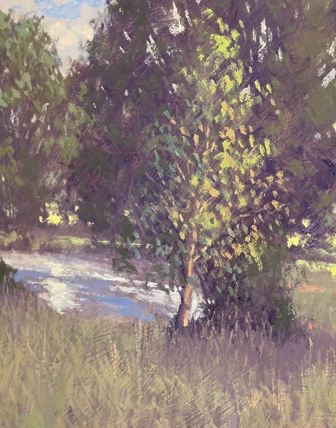 Stream And Poppies Oil On Board Original Landscape Umborne Devon photo 199.0