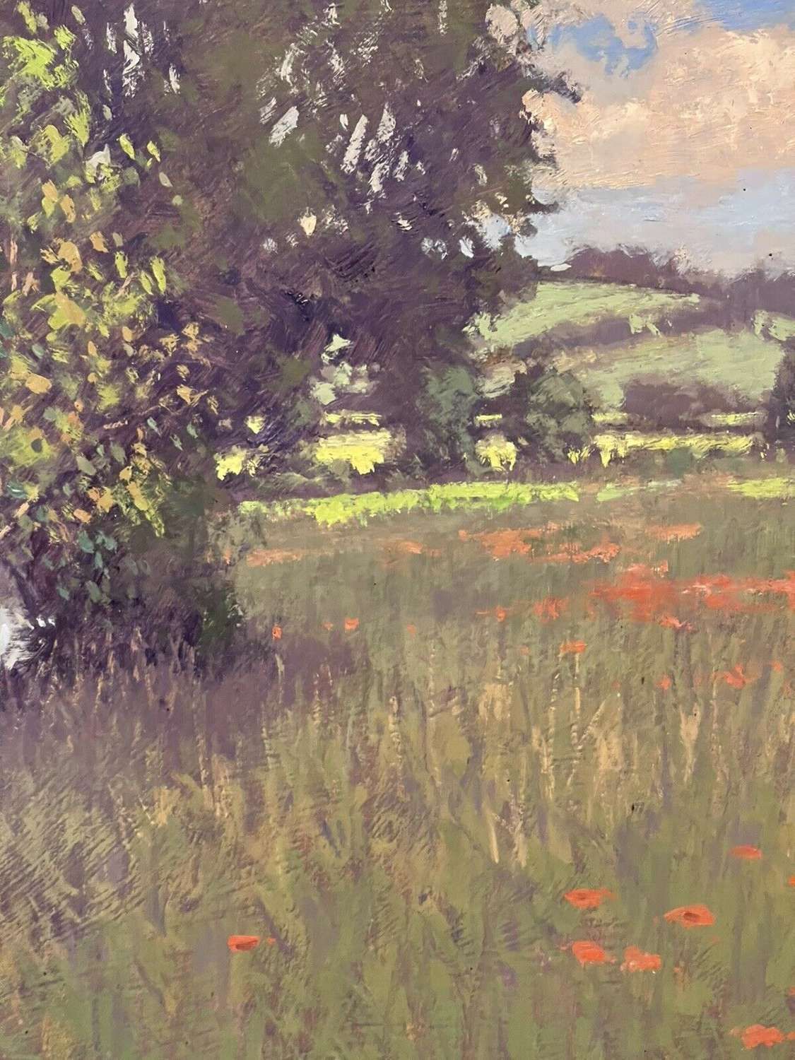 Stream And Poppies Oil On Board Original Landscape Umborne Devon photo vinterior