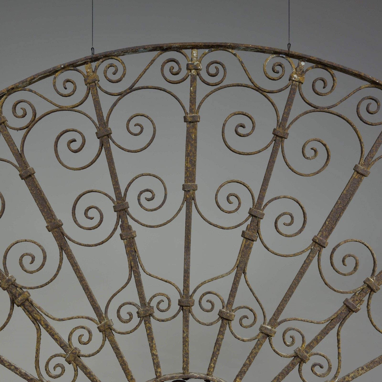 Antique Iron Demilune Overdoor Grill 2 photo for sale