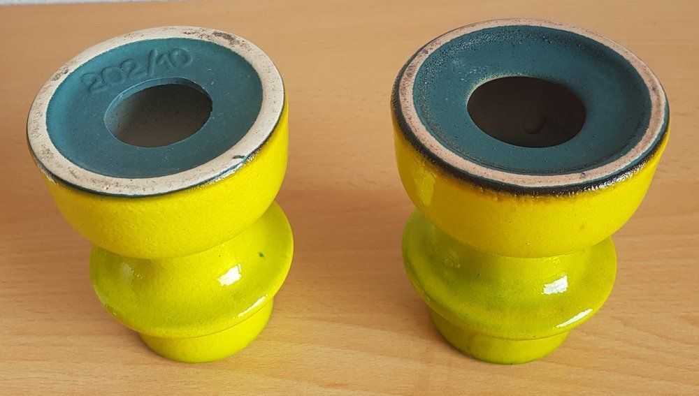 Scandinavian Space Age Ceramic Candleholders, 1970s, Set Of 2 photo Home Decor