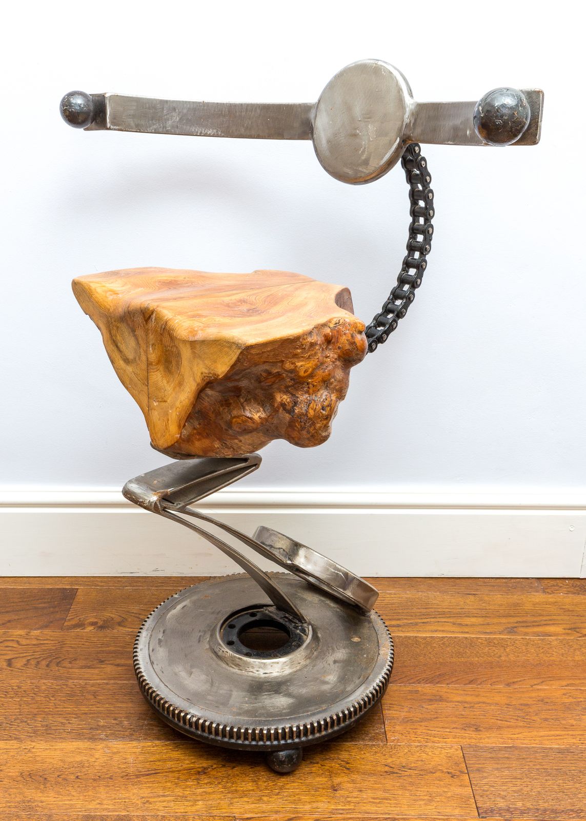 Sculptural Barstool Mechanical Industrial Brutalist Salvaged Steampunk Statement Chair Mancave photo Furniture