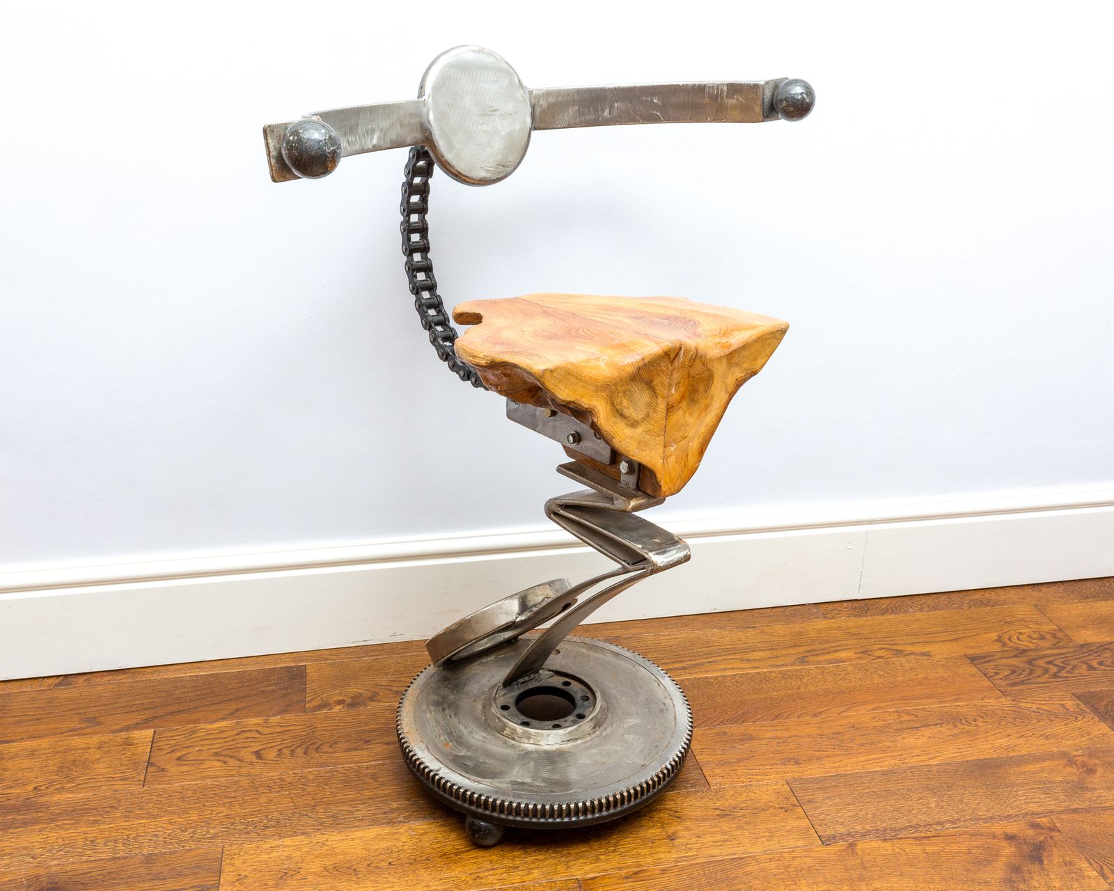 Sculptural Barstool Mechanical Industrial Brutalist Salvaged Steampunk Statement Chair Mancave photo for sale