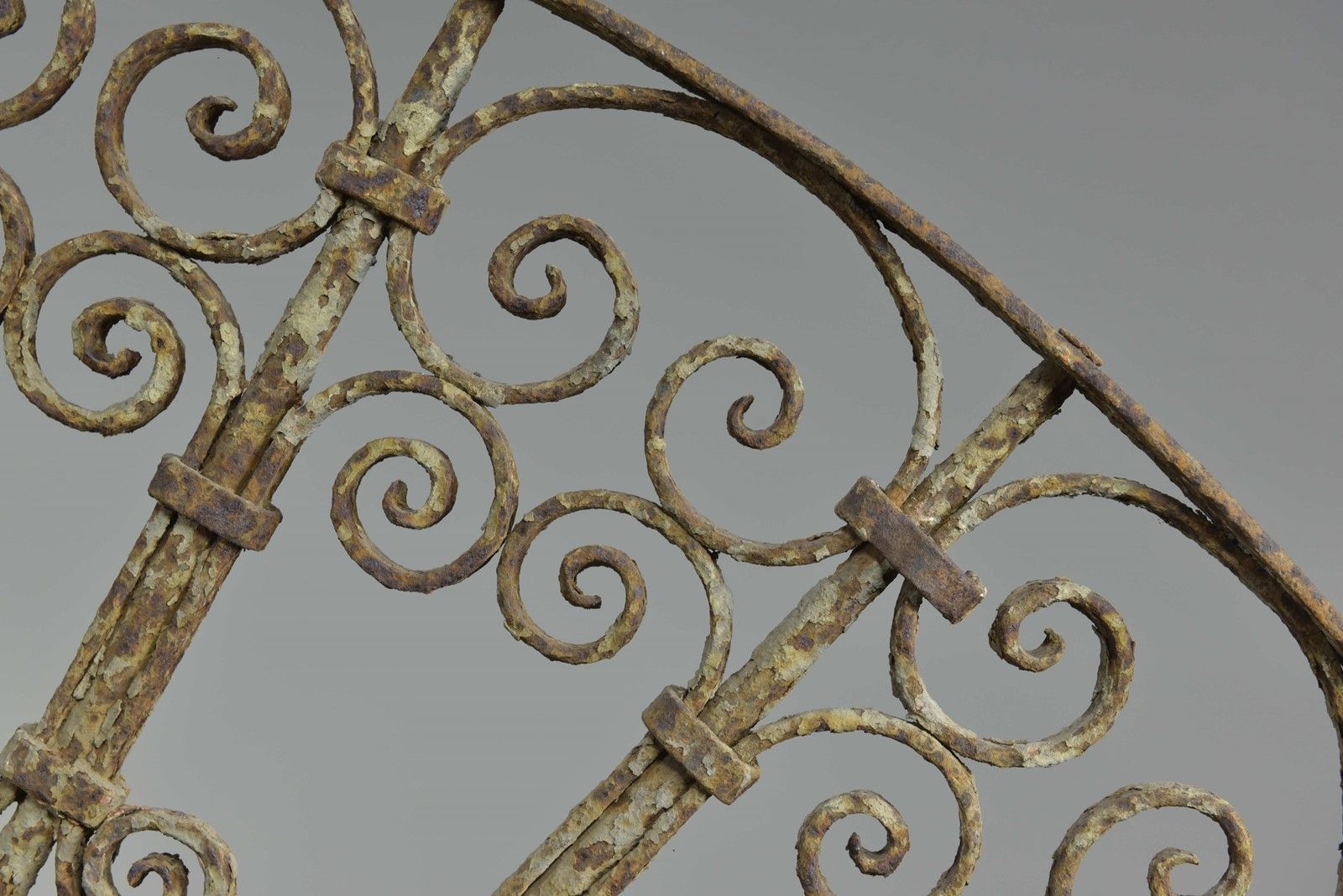 photo for sale Antique Wrought Iron Demilune Overdoor Grill