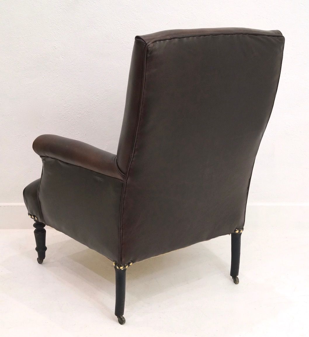 A Handsome Leather Upholstered French Napoleon III Armchair photo Furniture