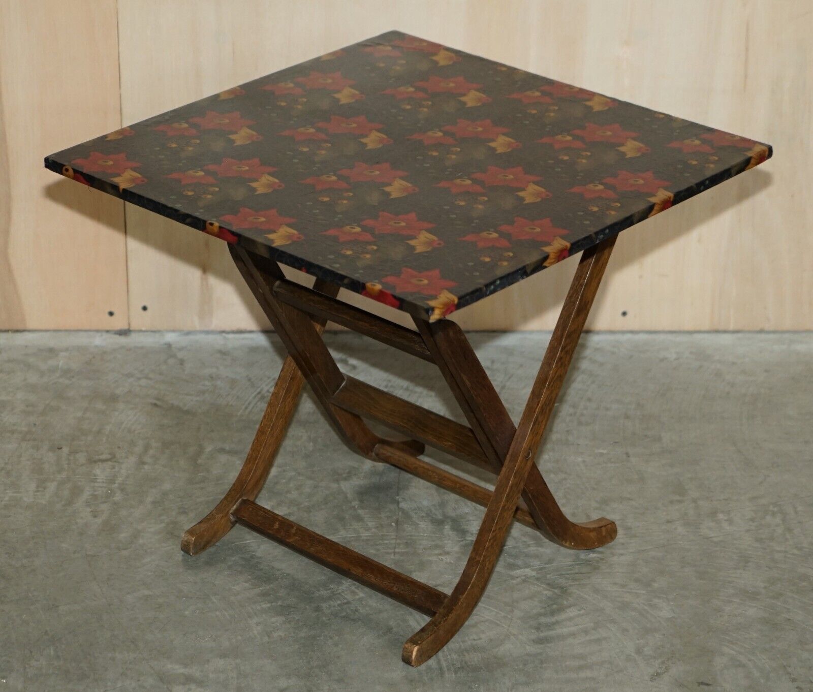 Pair Of Mid Century Modern English Oak Side End Card Wine Games Folding Tables photo buy