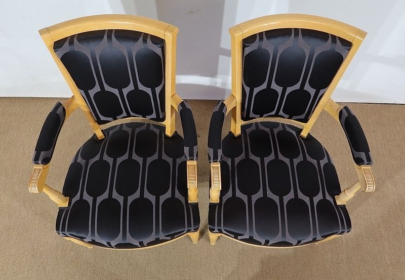 Pair Of Armchairs In Solid Sycamore, Directoire Taste   1940 photo vintage