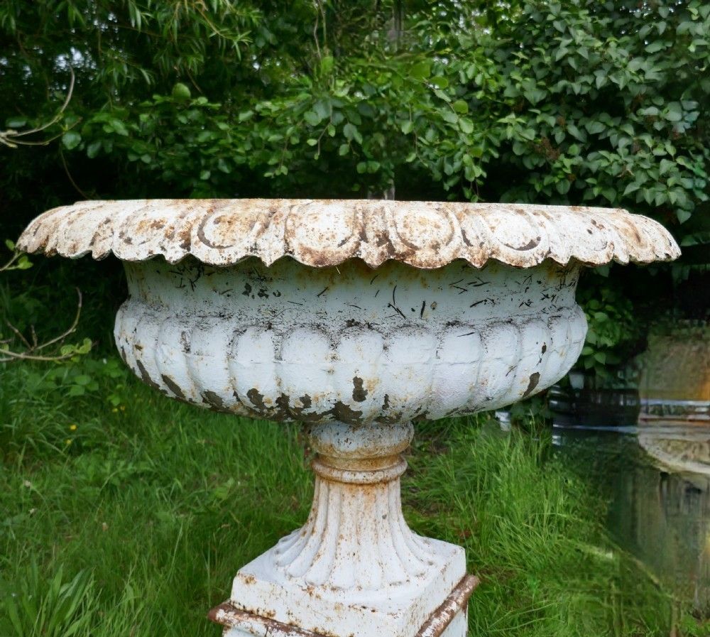 Pair Of Very Large Victorian Cast Iron Garden Urns, Garden Planters photo Garden Decor