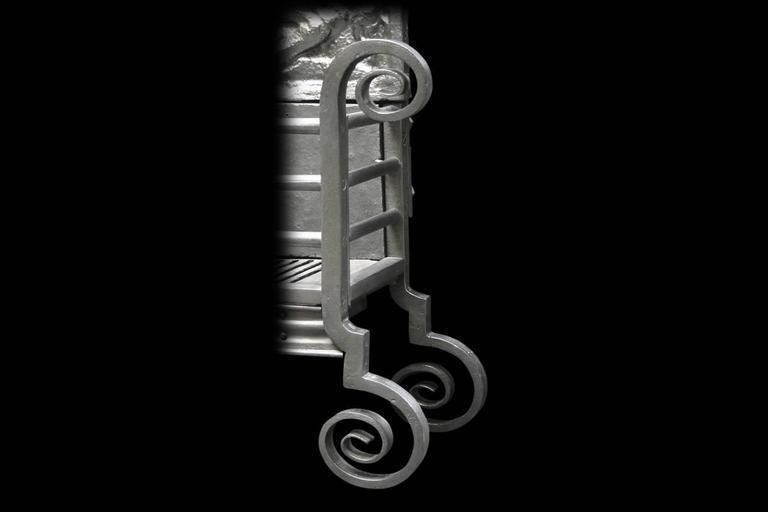 Antique Edwardian Cast Iron Dog Grate By Thomas Elsley photo for sale
