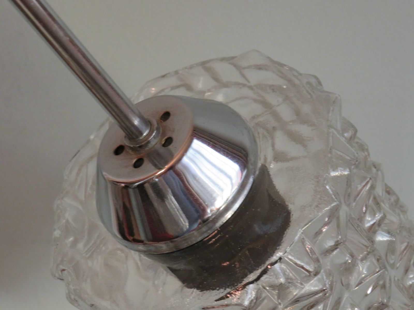 Mid Century Chandelier, Chrome And Glass, Belgium 1960 photo 590.0