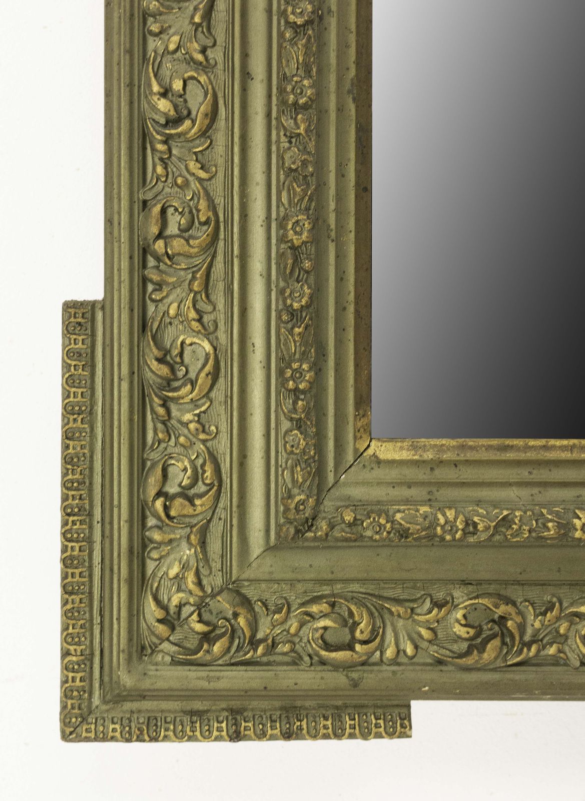 Miroir français en stuc à patine bronze, décors végétaux, Napoléon III, vers 1890 photo 889.1