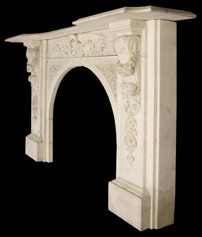 Spectacular Antique Early Victorian Carved Marble Chimneypiece photo furniture