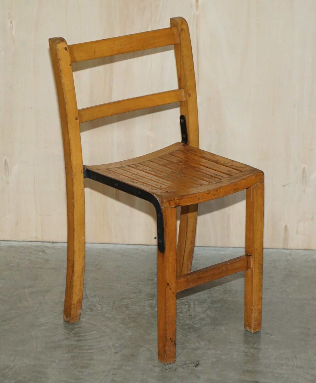 Nice Vintage Set Of Circa 1930's English Oak Stacking Chairs With Period Finish photo buy