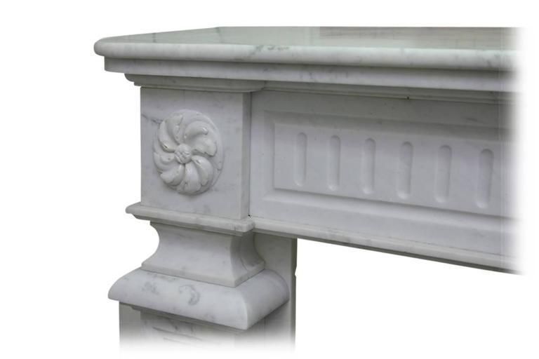 Antique Continental 19th Century White Marble Fireplace Surround photo for sale