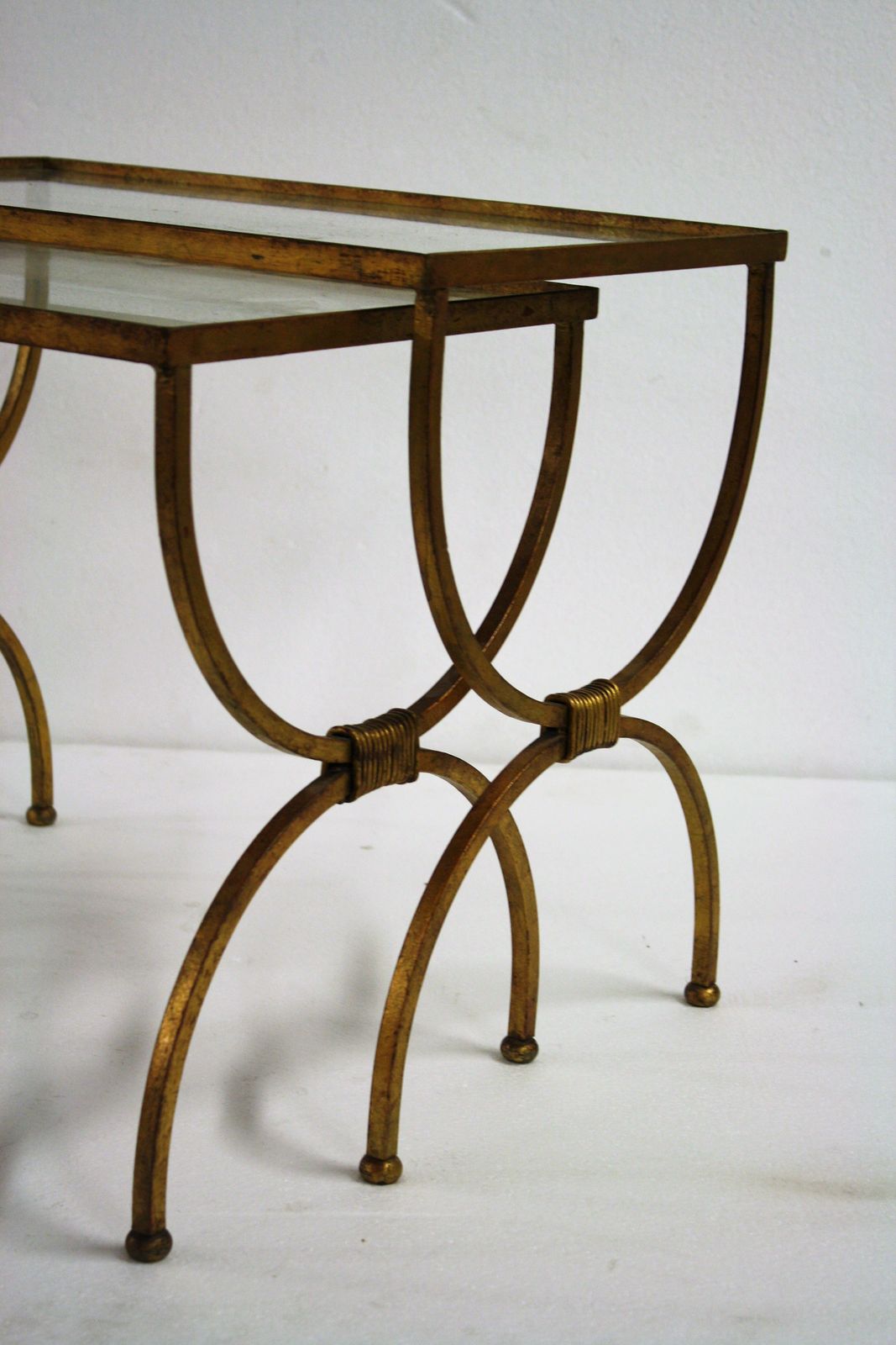 Set Of Gilt Metal Neoclassical Nesting Tables 1960s photo furniture