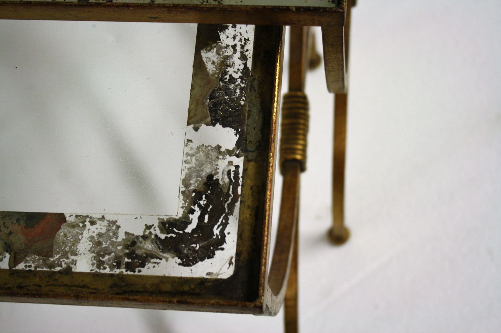 Set Of Gilt Metal Neoclassical Nesting Tables 1960s photo for sale