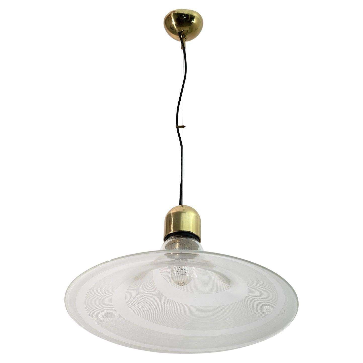 Mid Century Modern Italian Murano Spiral Glass Pendant Lamp, 1970s