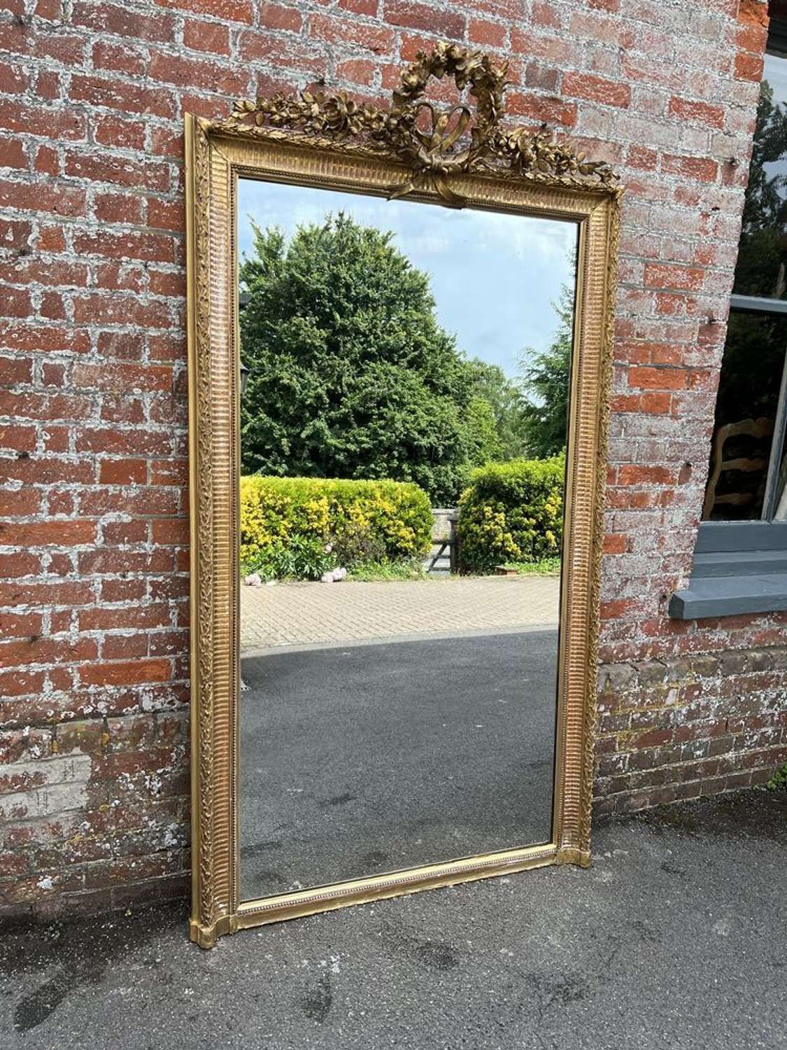 An Exceptional Large Antique French 19th C Original Gilt Mirror.