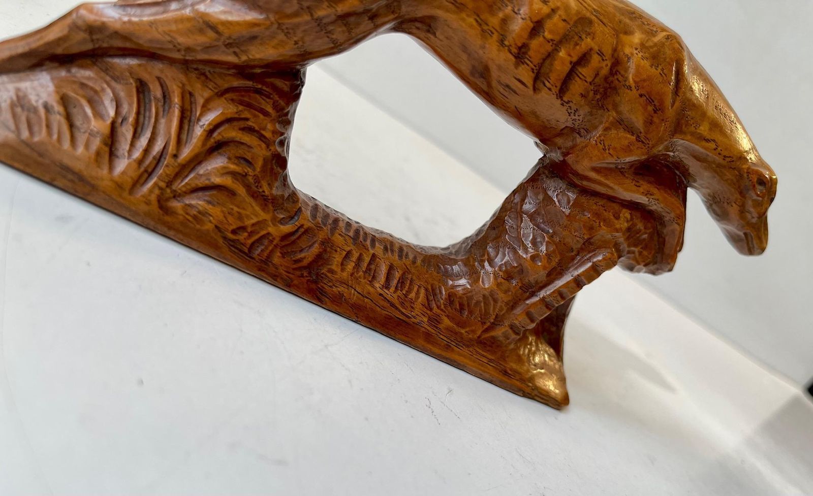 Antique Scandinavian Running Greyhound Hand Carved In Oak photo 252.0