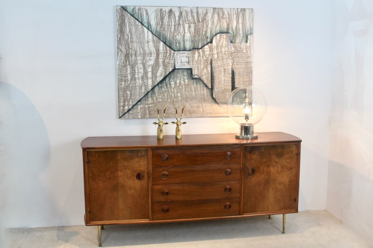 Walnut And Brass Sideboard By William Watting For Fristho Modernart Denmark photo 3886.48