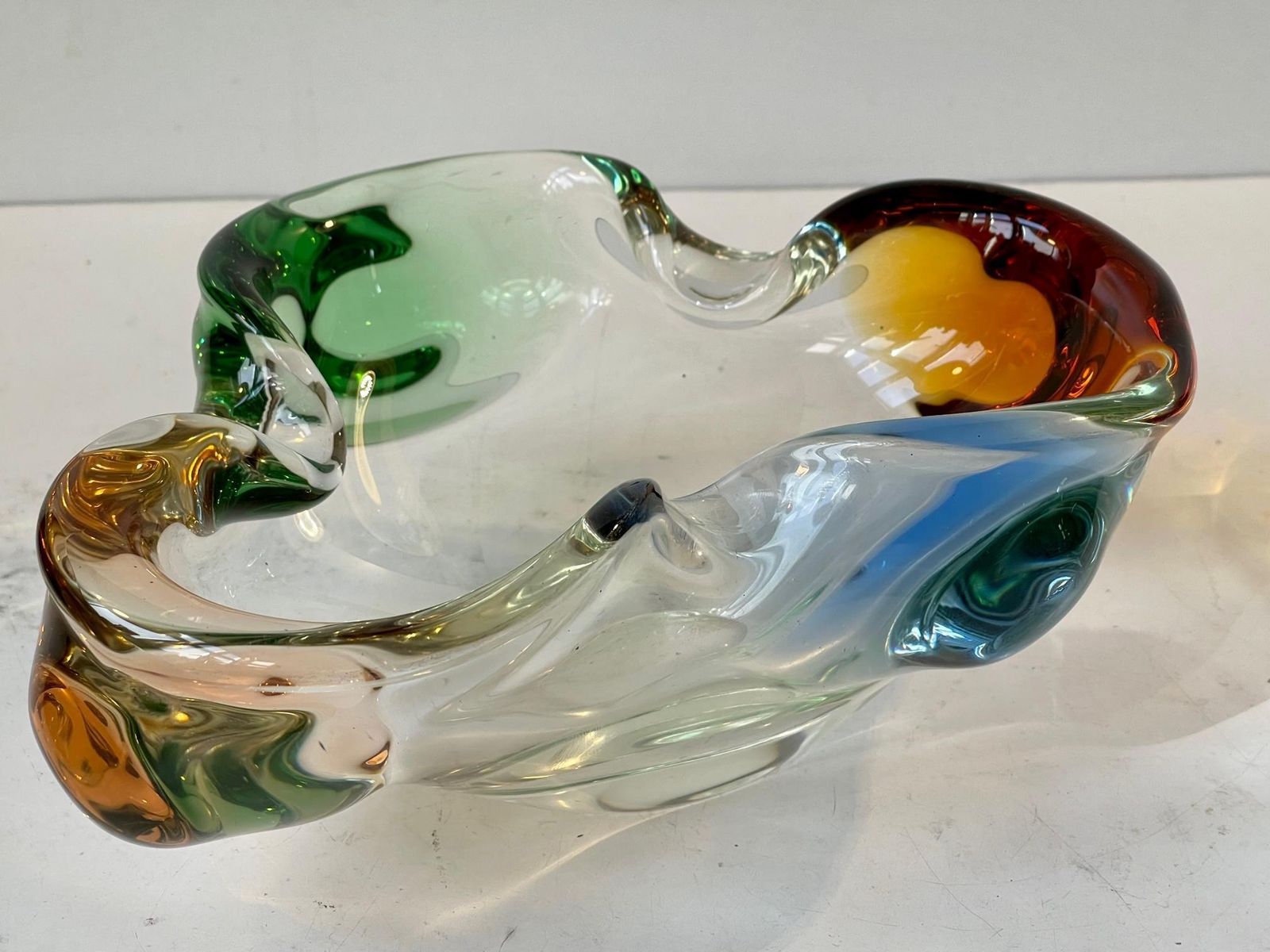 Frantisek Zemek Rainbow Art Glass Dish For Mstisov, Czech 1960s photo Home Decor