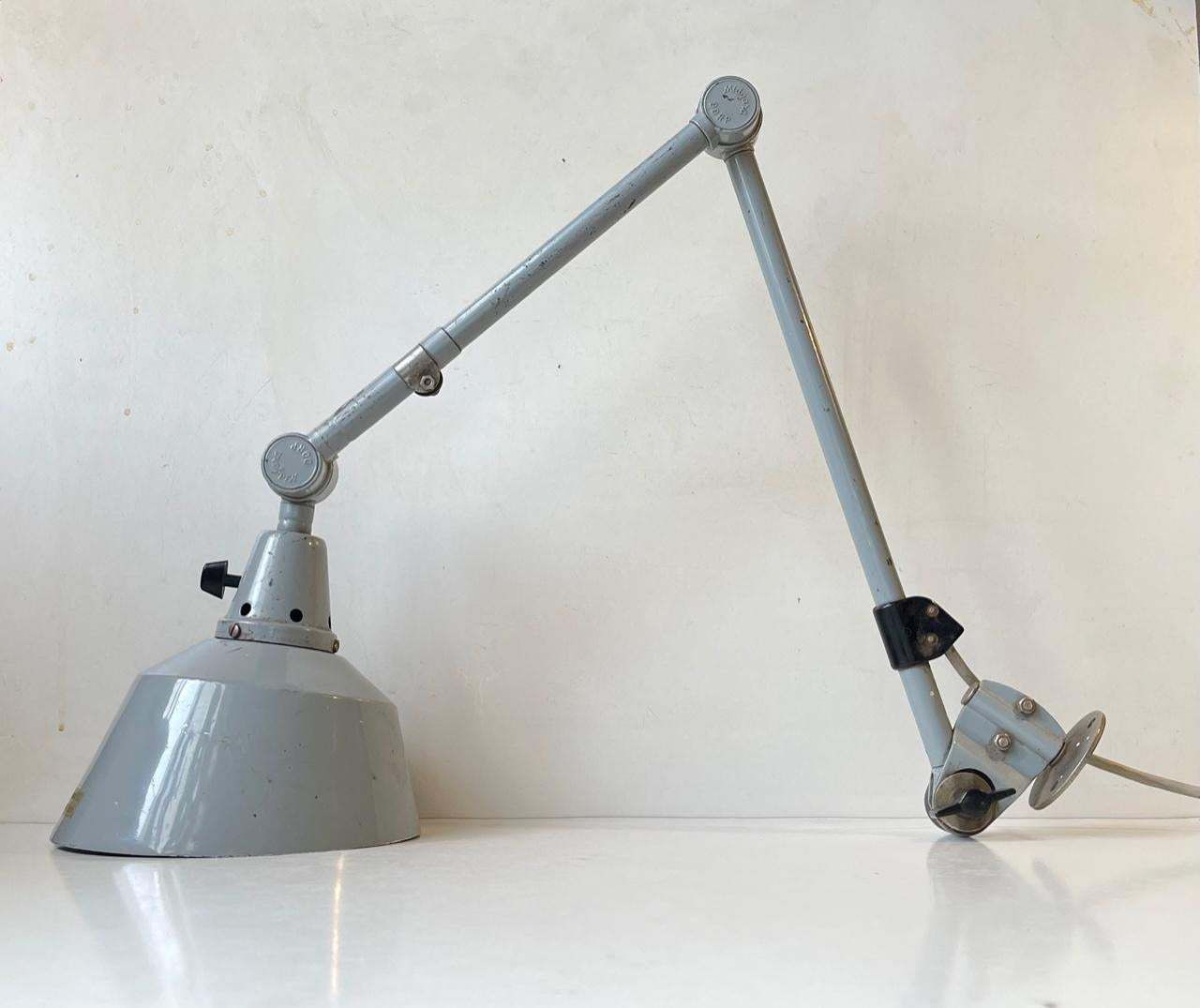 Articulated Grey Industrial Wall Sconce By Curt Fischer For Midgard, 1930s photo vinterior