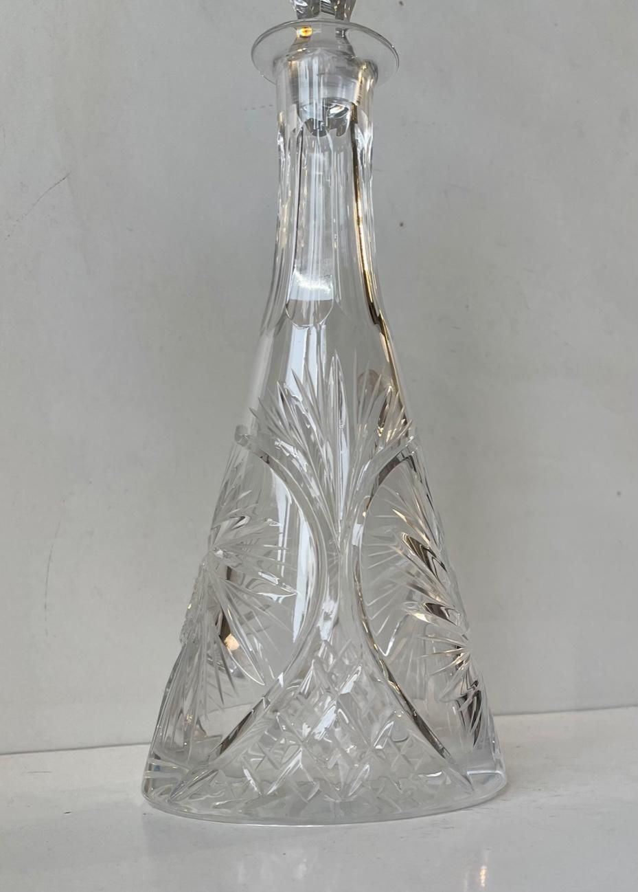 Bohemian Conical Cut Crystal Decanter For Wine, 1960s photo Home Decor