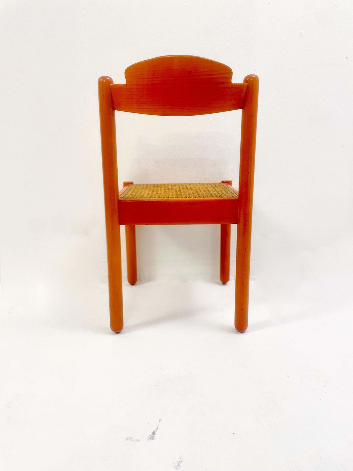 Mid Century Modern Set Of 6 Orange Chairs, Wood, Italy, 1960s photo furniture