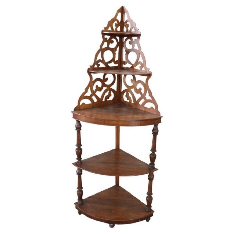 Antique Walnut Corner Shelves, 1850s