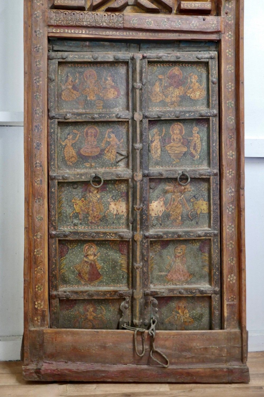 Anglo Indian Painted Doors In Original Frame, Wall Art photo Home Fixtures