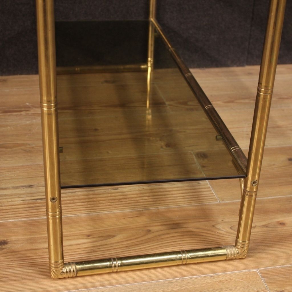Italian Bookshelf In Golden Metal With Glass Shelves photo furniture