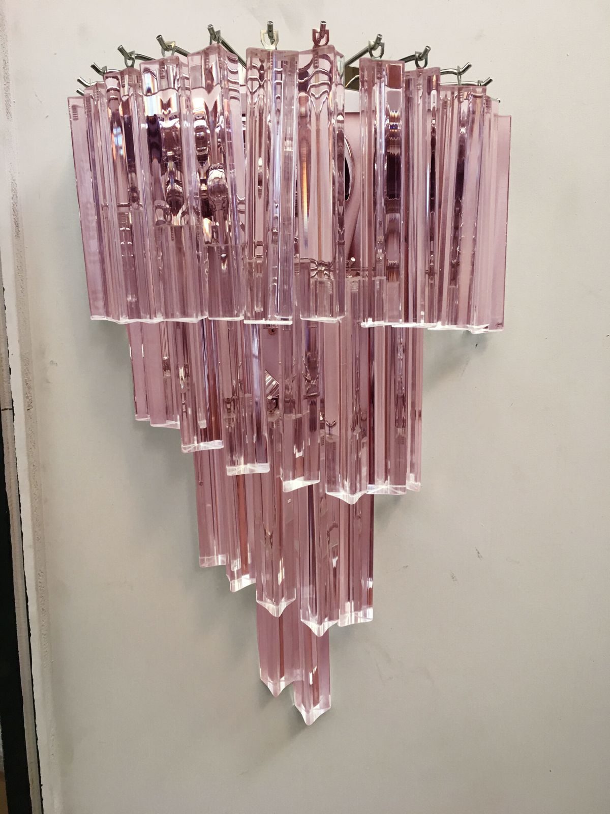 Pink "Triedro" Murano Glass Twister Wall Sconce photo for sale