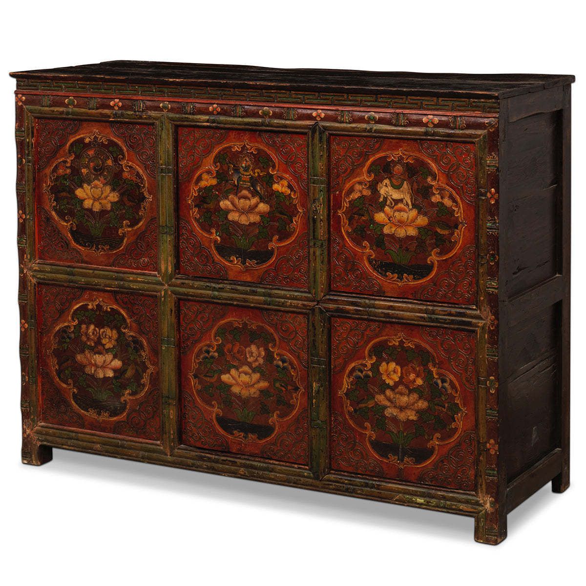 Pair Of Antique Tibetan Painted Cabinets photo buy