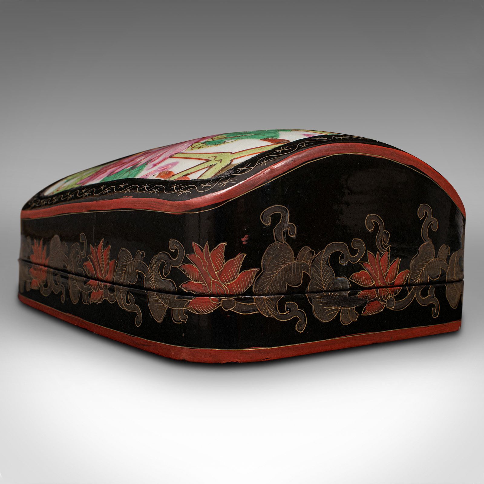 photo furniture Vintage Dome Top Box, Japanned, Trinket, Jewellery Case
