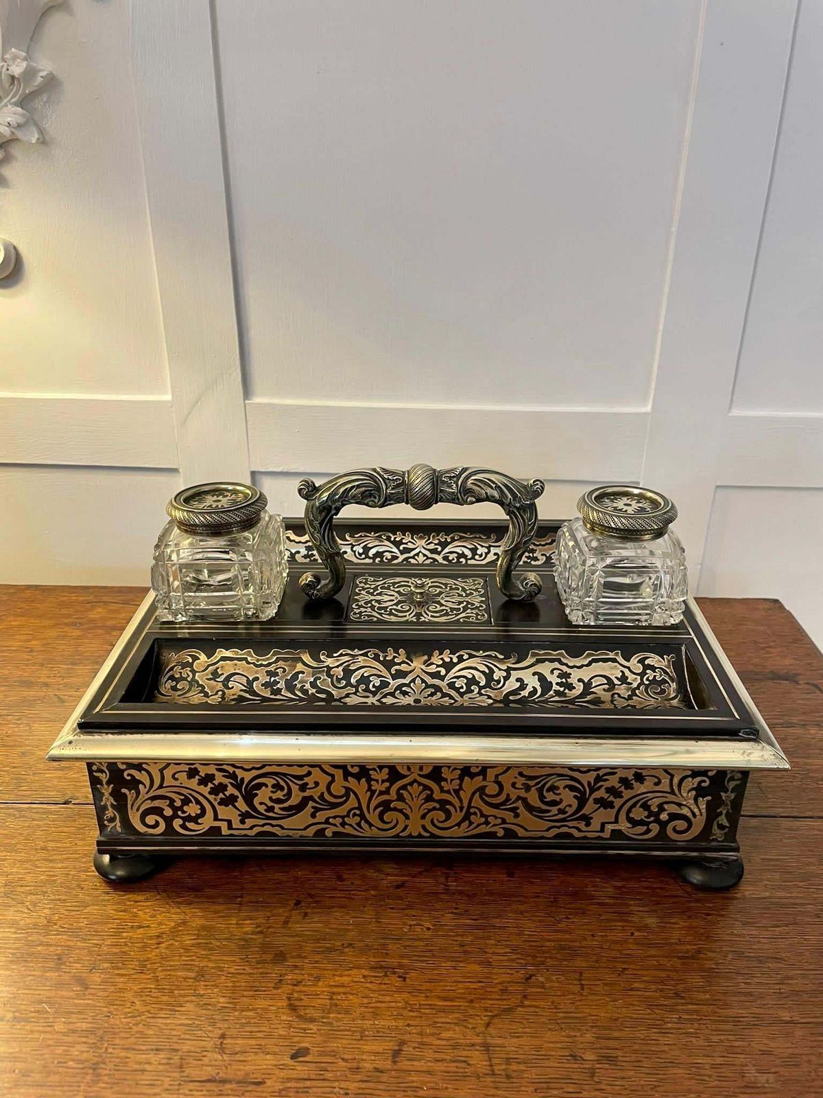Fine Quality Antique Victorian French Freestanding Inlaid Boulle Desk Set photo 1550.0