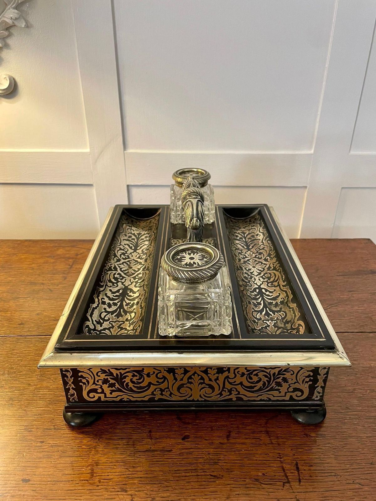photo for sale Fine Quality Antique Victorian French Freestanding Inlaid Boulle Desk Set